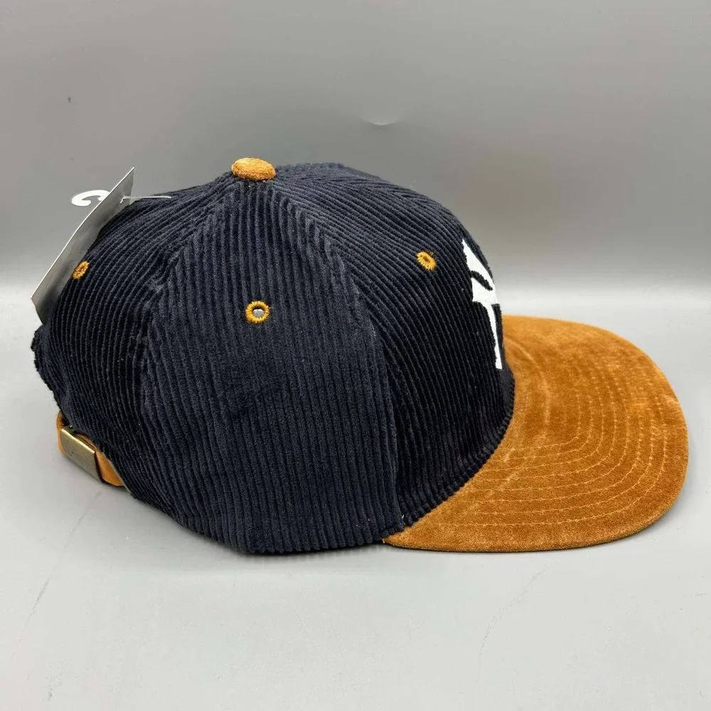 Vintage New York Yankees Hat Men Suede Corduroy Twins Enterprise Strap Back New